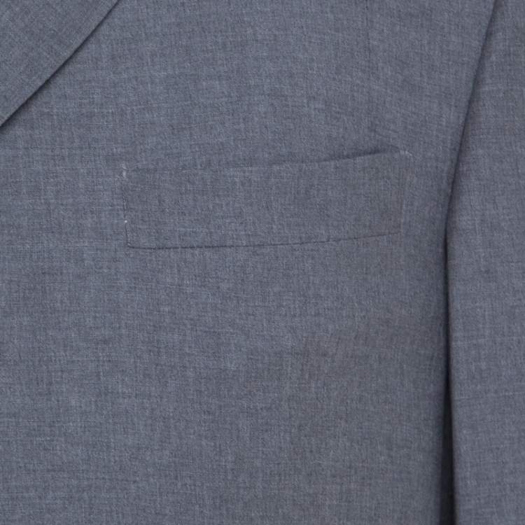 Pre Owned Burberry Grey Melange Wool Tailored Blazer L