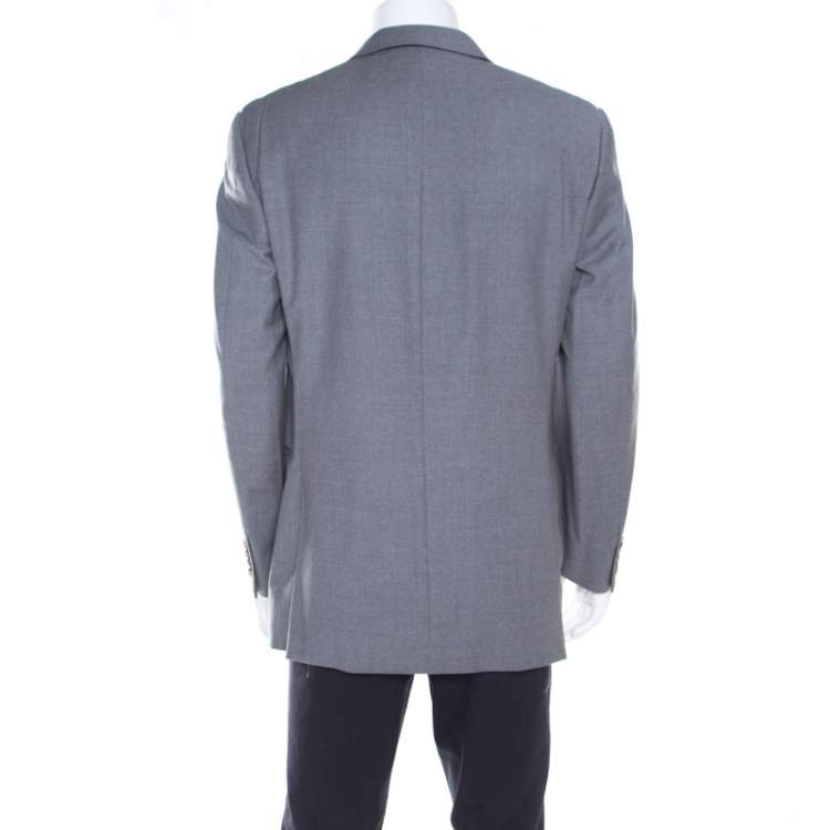 Pre Owned Burberry Grey Melange Wool Tailored Blazer L