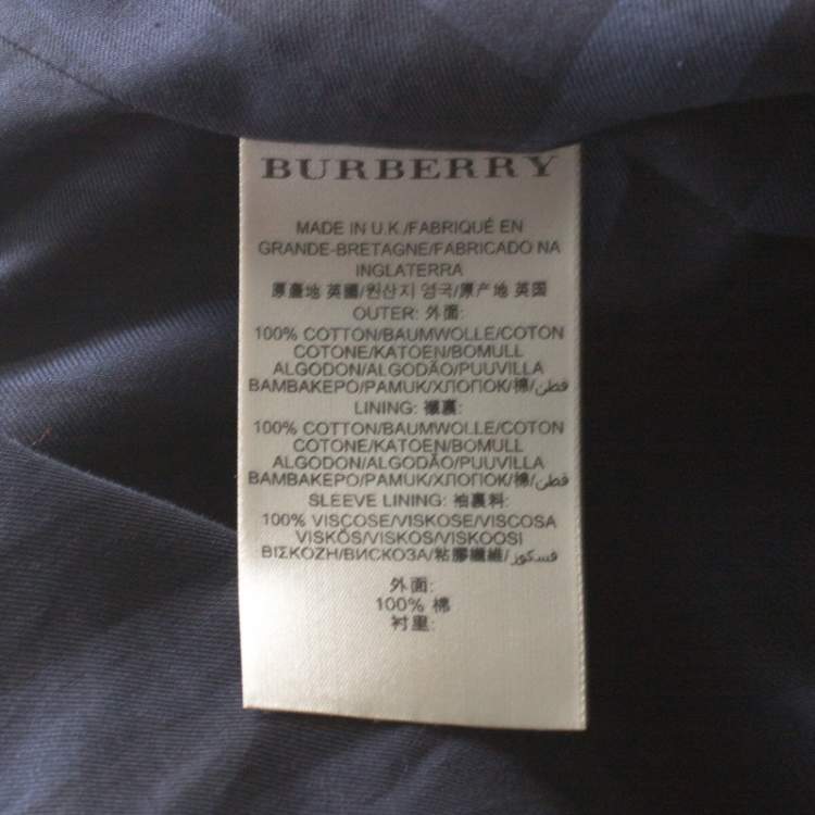 Pre Owned Burberry Black Cotton Gabardine Trench Coat L