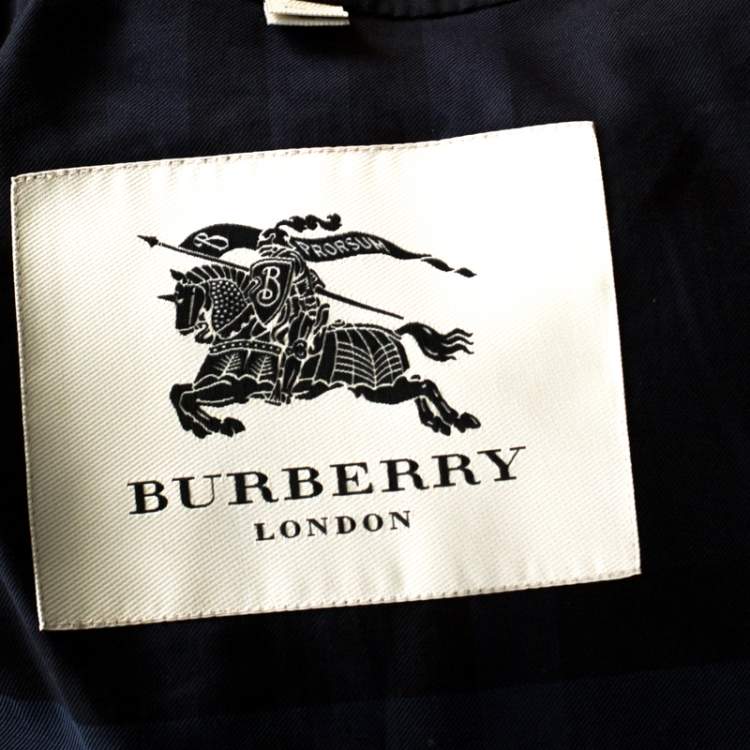 Pre Owned Burberry Black Cotton Gabardine Trench Coat L