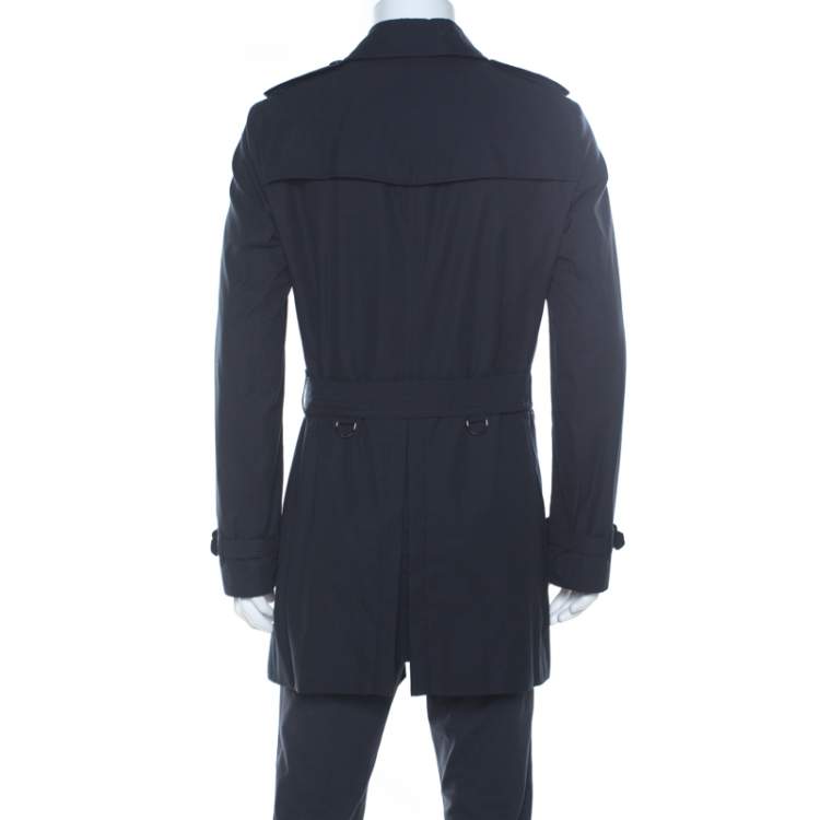 Pre Owned Burberry Black Cotton Gabardine Trench Coat L