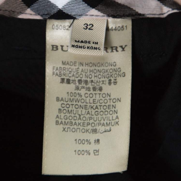 Pre Owned Burberry Black Cotton Straight Legged Chinos M