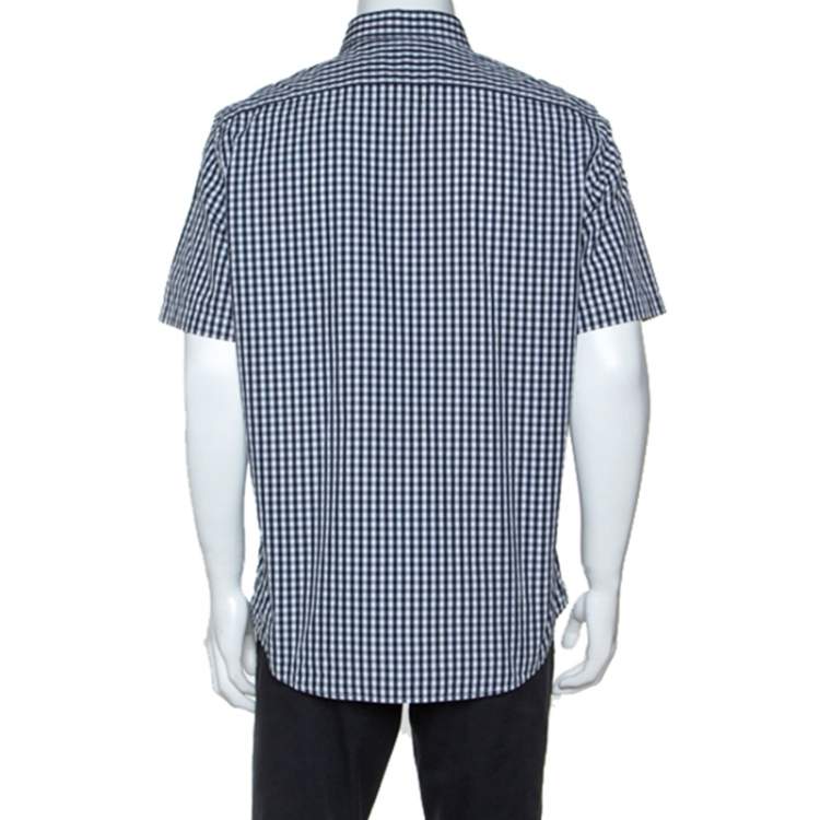 Pre Owned Burberry Brit Monochrome Checked Short Sleeve Shirt XL