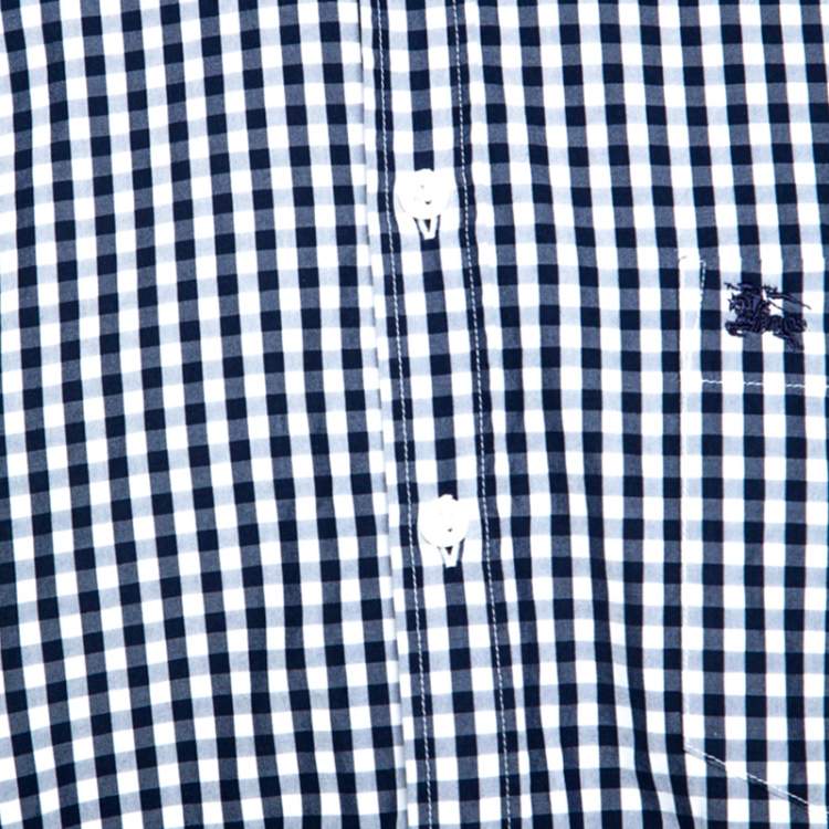 Pre Owned Burberry Brit Monochrome Checked Short Sleeve Shirt XL