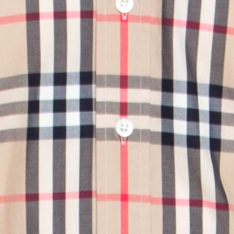 Pre Owned Burberry London Beige Nova Check Cotton Long Sleeve Button Front Shirt M