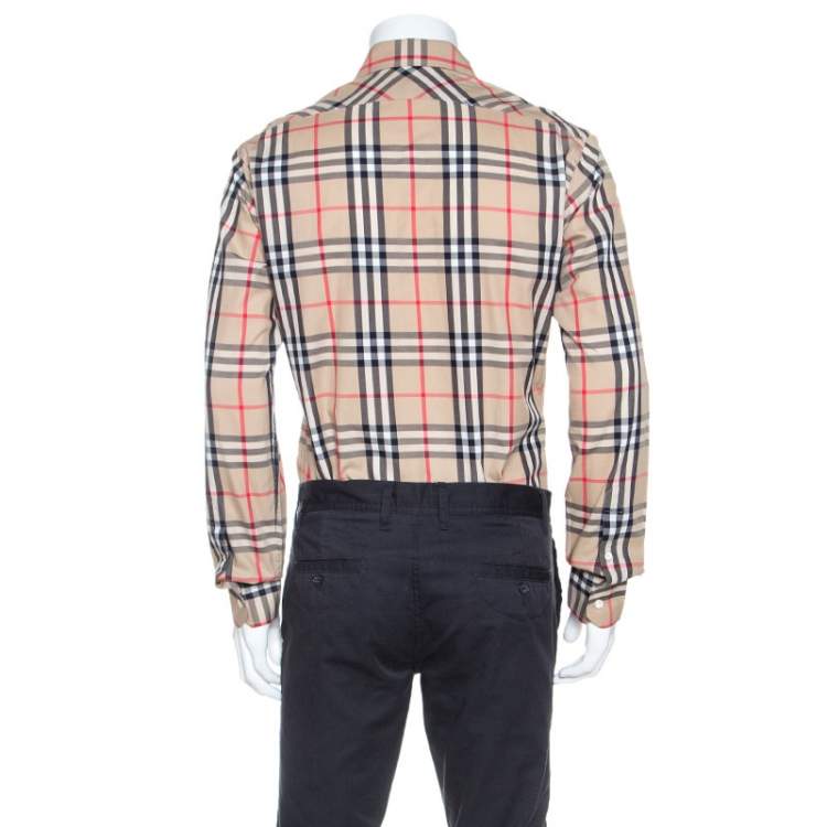 Pre Owned Burberry London Beige Nova Check Cotton Long Sleeve Button Front Shirt M