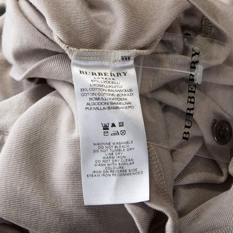 Pre Owned Burberry Light Beige Knit Long Sleeve Slim Fit T-Shirt XL
