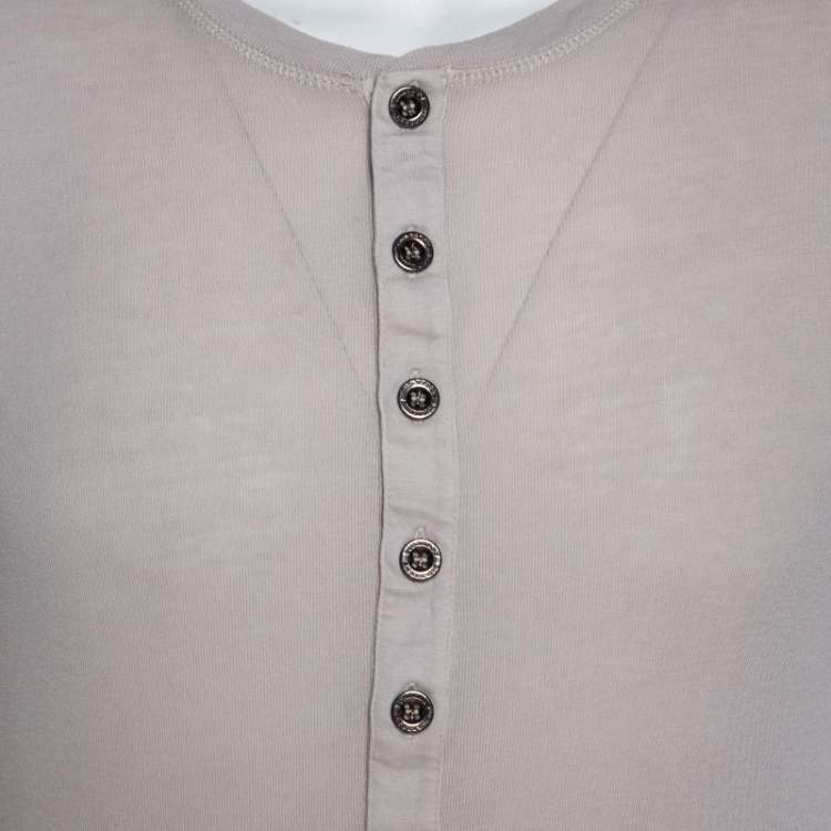 Pre Owned Burberry Light Beige Knit Long Sleeve Slim Fit T-Shirt XL