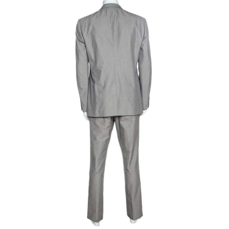 Pre Owned Burberry Grey Cotton Knit Regular Fit Suit XXL