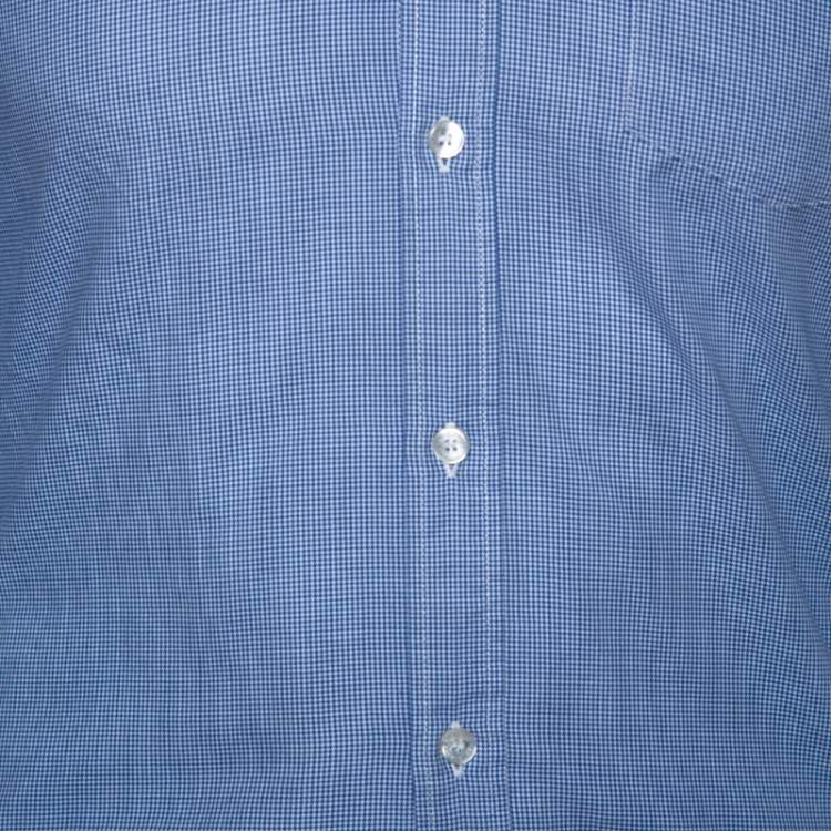 Pre Owned Burberry Brit Blue & White Houndstooth Pattern Button Down Shirt S