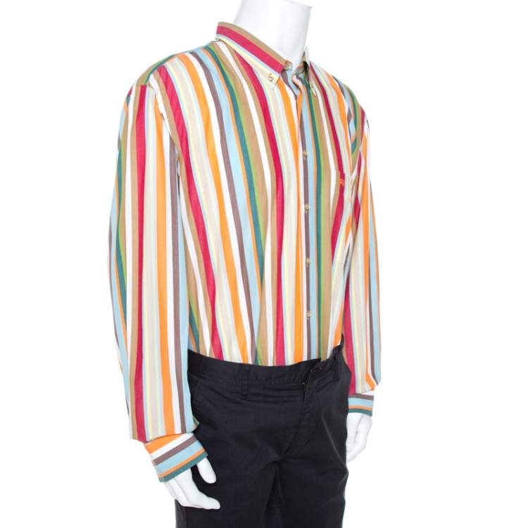 Burberry Multicolour Striped Cotton Button Down Long Sleeve Shirt 4XL  Burberry | TLC