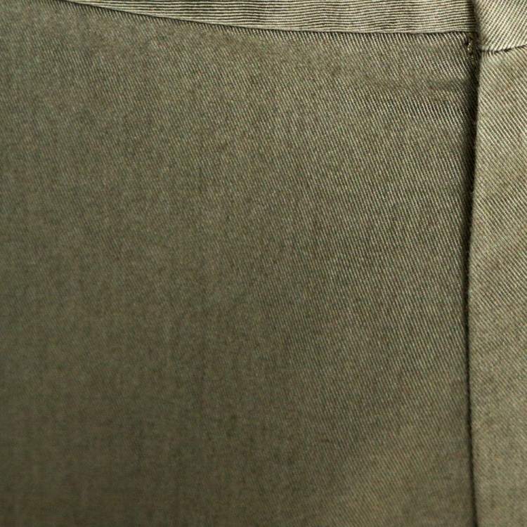 Pre Owned Burberry Olive Green Cotton Slim Fit Chinos XL