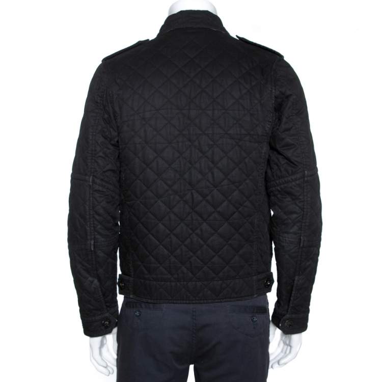 Pre Owned Burberry Black Diamond Quilted Button Front Coat S