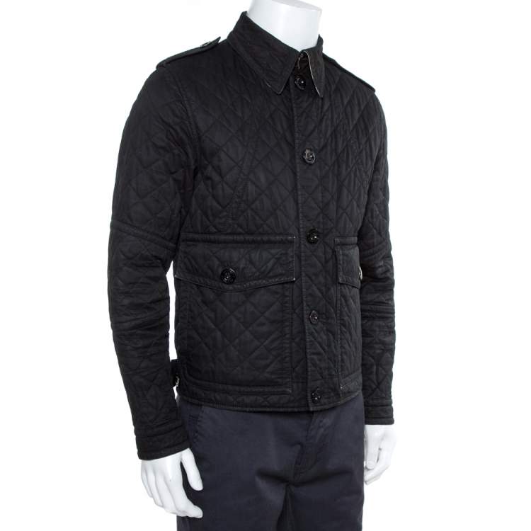 Pre Owned Burberry Black Diamond Quilted Button Front Coat S