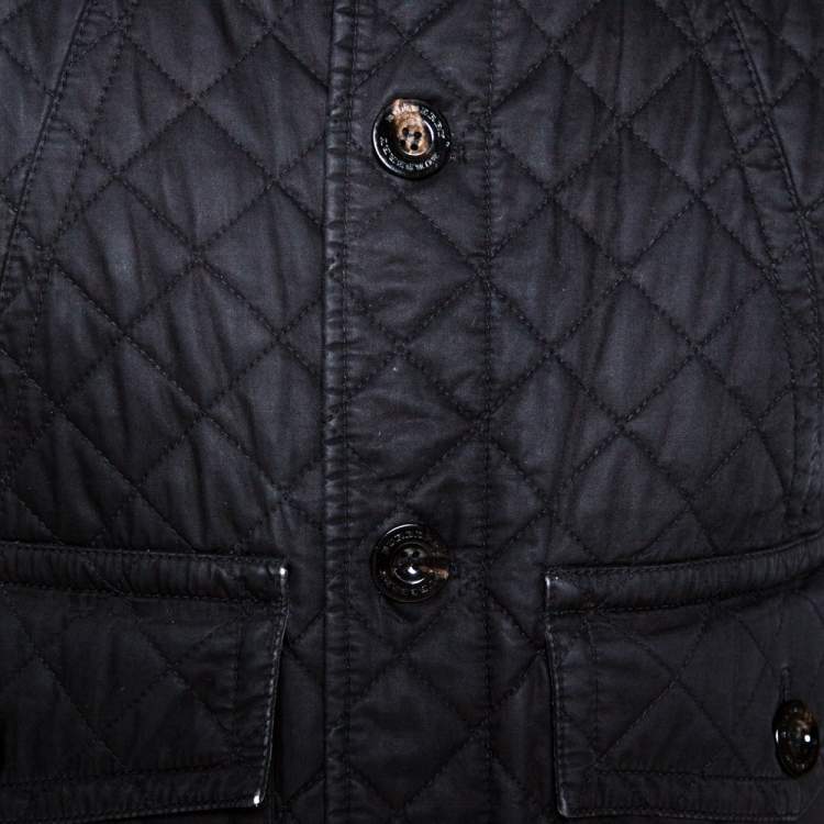 Pre Owned Burberry Black Diamond Quilted Button Front Coat S