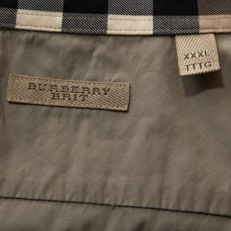 Pre Owned Burberry Brit Light Beige Cotton Nova Check Detail Shirt XXXL