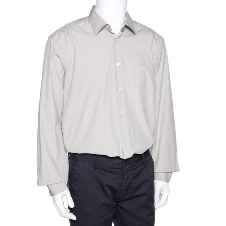 Pre Owned Burberry Brit Light Beige Cotton Nova Check Detail Shirt XXXL