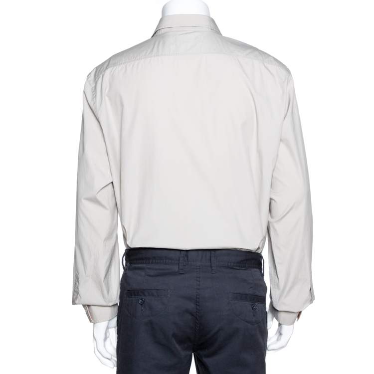 Pre Owned Burberry Brit Light Beige Cotton Nova Check Detail Shirt XXXL