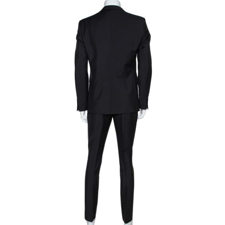 Pre Owned Burberry Black Mohair Wool Tailored Suit L