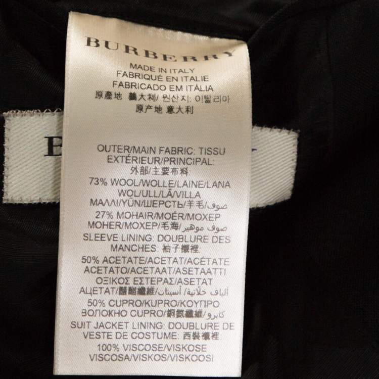 Pre Owned Burberry Black Mohair Wool Tailored Suit L