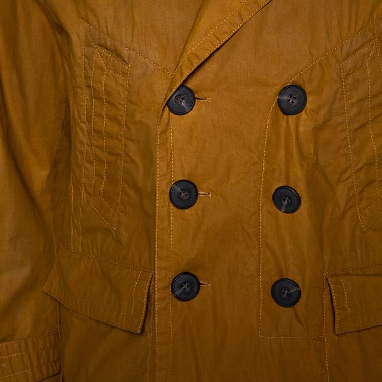 مملوكة مسبقًا Burberry Malt Coated Cotton Folgate Double Breasted Coat L