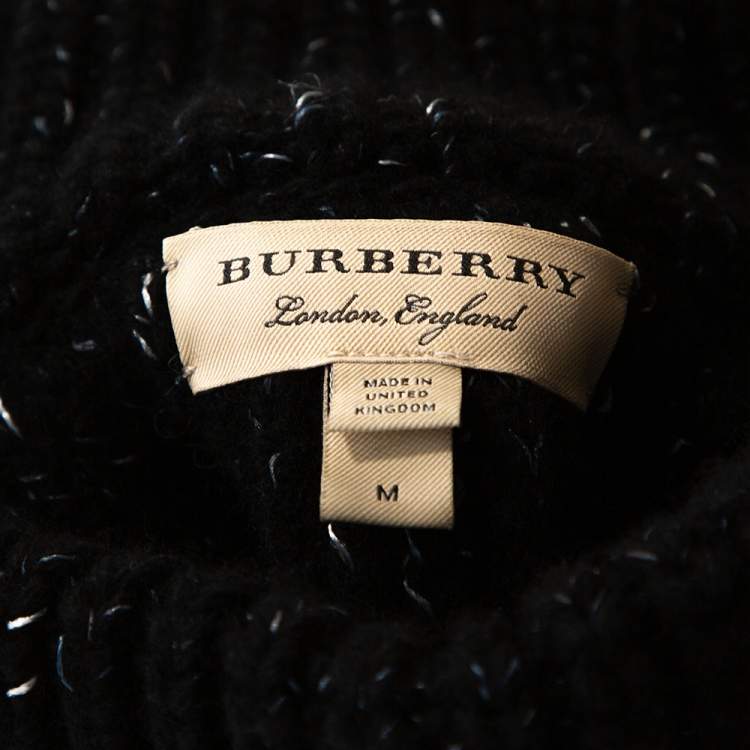 Pre Owned Burberry Tricolor Contrast Striped Knit Turtleneck Sweater M