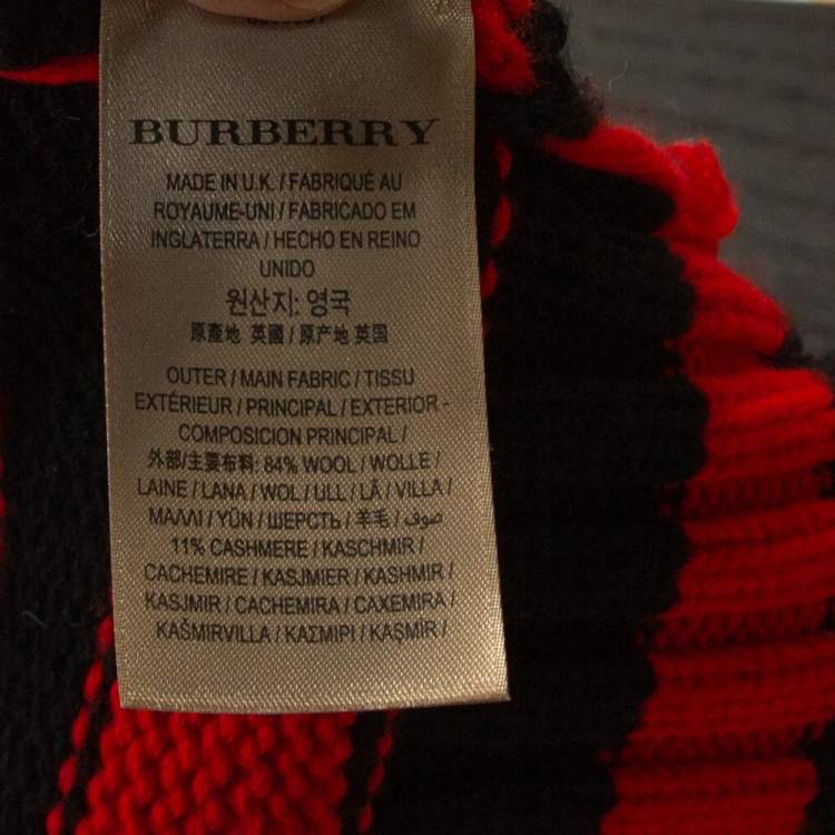 Pre Owned Burberry Tricolor Contrast Striped Knit Turtleneck Sweater M