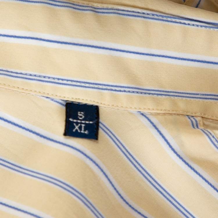 Pre Owned Burberry Yellow Striped Cotton Button Down Long Sleeve Shirt XL