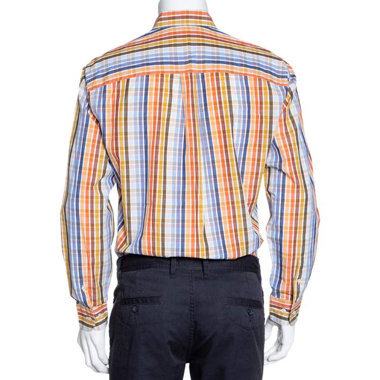 Pre Owned Burberry Multicolor Checked Cotton Button Down Long Sleeve Shirt S