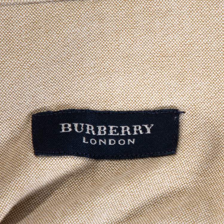 Pre Owned Burberry Beige Chambray Cotton Button Down Long Sleeve Shirt S
