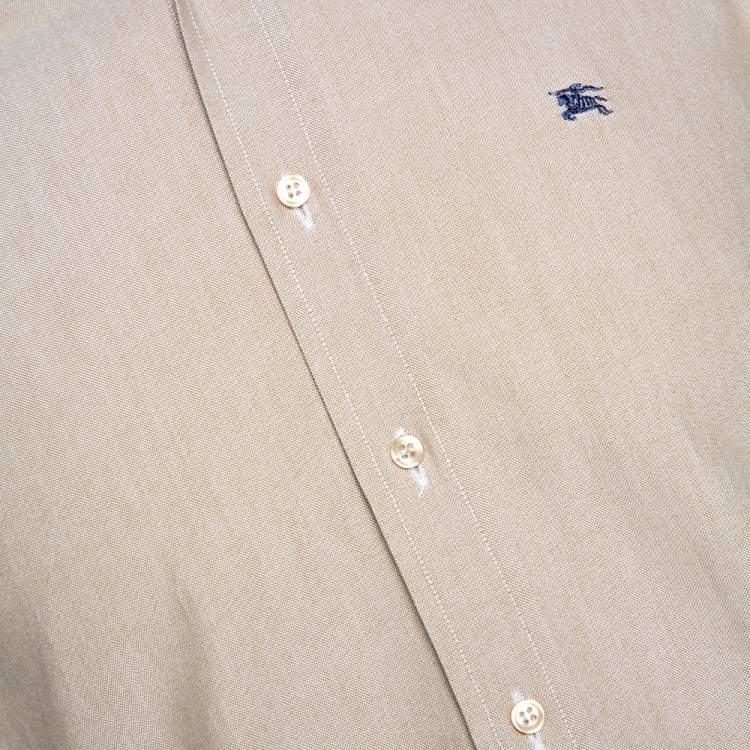 Pre Owned Burberry Beige Chambray Cotton Button Down Long Sleeve Shirt S