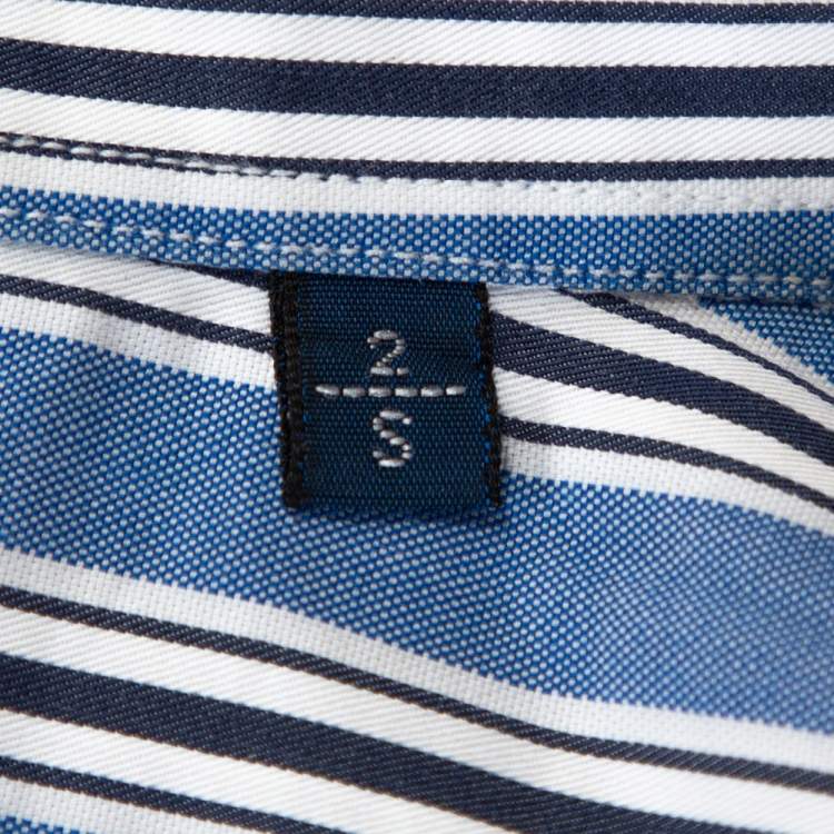 Pre Owned Burberry Blue Striped Cotton Button Down Long Sleeve Shirt S