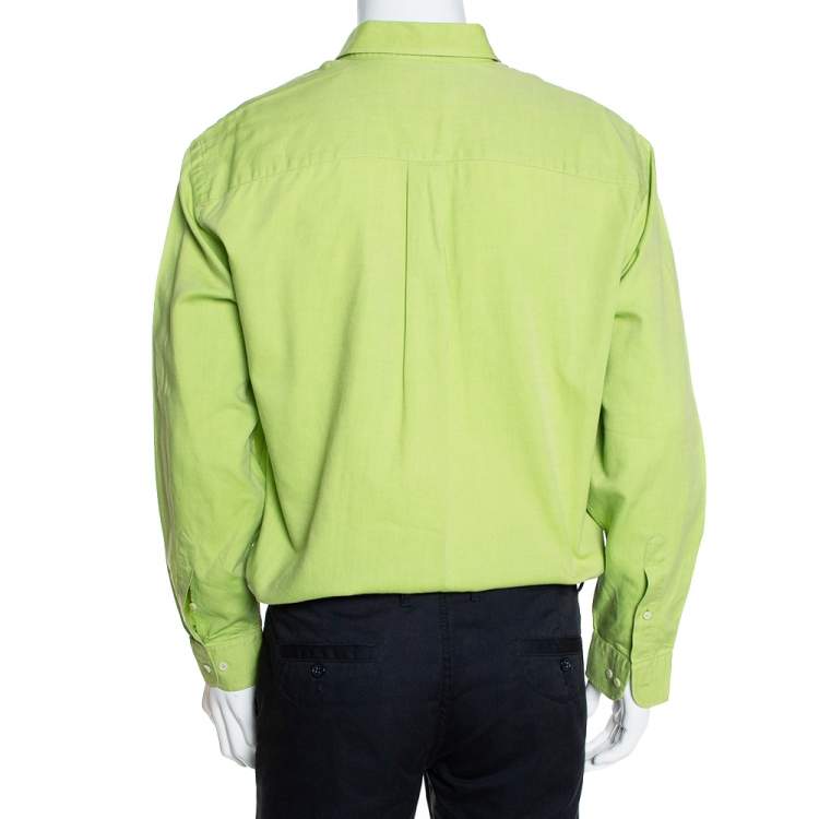 Pre Owned Burberry Vintage Green Cotton Long Sleeve Button Down Shirt L