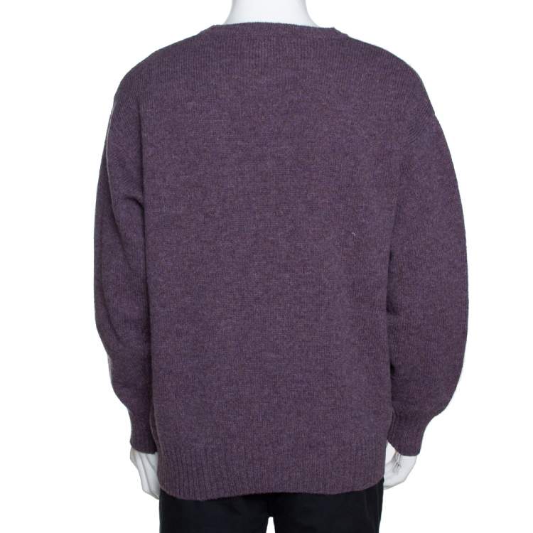 Pre Owned Burberry Purple Wool Crew Neck Sweater XXL