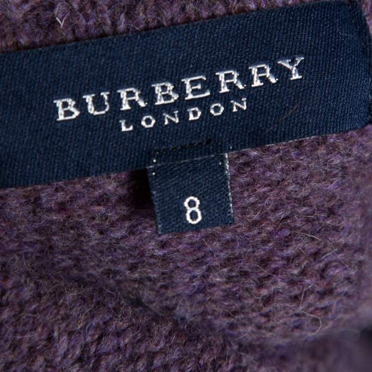 Pre Owned Burberry Purple Wool Crew Neck Sweater XXL