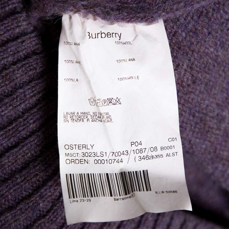 Pre Owned Burberry Purple Wool Crew Neck Sweater XXL