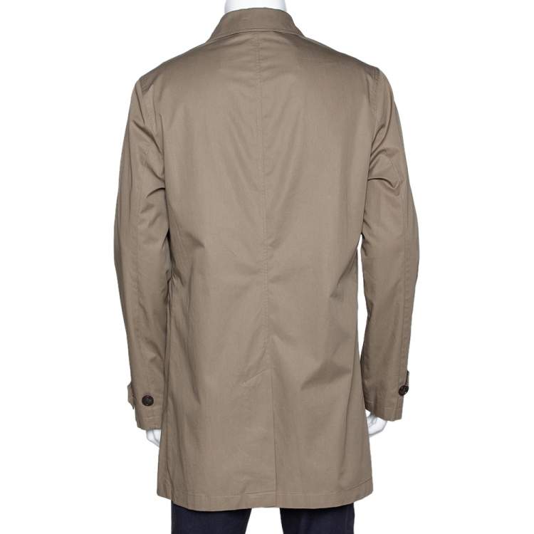Pre Owned Burberry Brit Khaki Cotton Button Front Car Coat M