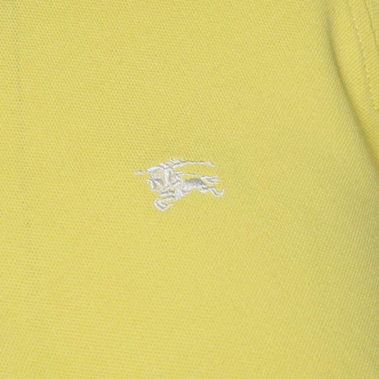 Pre Owned Burberry Yellow Logo Embroidred Cotton Pique Polo T-Shirt XL