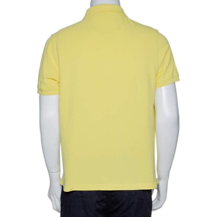 Pre Owned Burberry Yellow Logo Embroidred Cotton Pique Polo T-Shirt XL