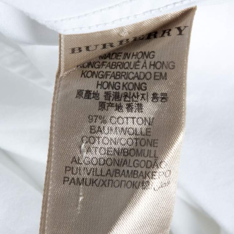 Pre Owned Burberry Brit White Stretch Cotton Long Sleeve Button Front Shirt L