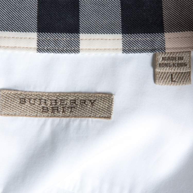 Pre Owned Burberry Brit White Stretch Cotton Long Sleeve Button Front Shirt L