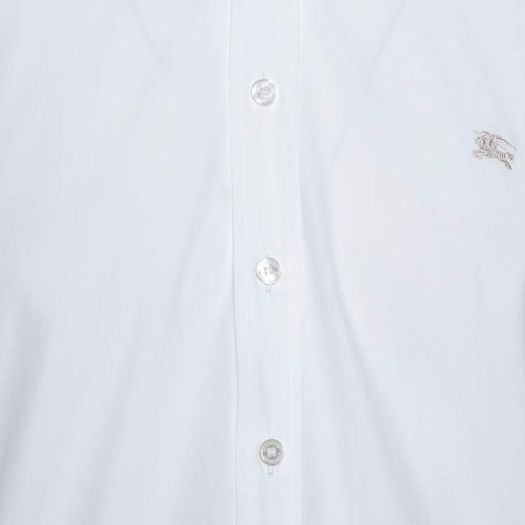 Pre Owned Burberry Brit White Stretch Cotton Long Sleeve Button Front Shirt L