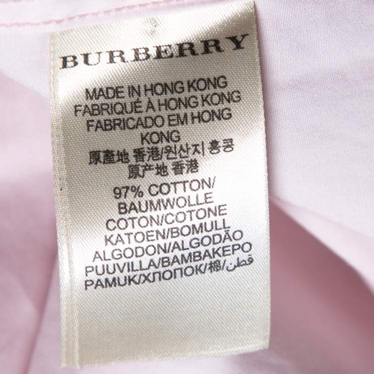 Pre Owned Burberry Brit Pink Stretch Cotton Long Sleeve Button Front Shirt L