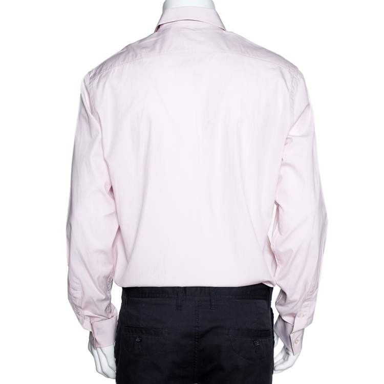 Pre Owned Burberry Brit Pink Stretch Cotton Long Sleeve Button Front Shirt L