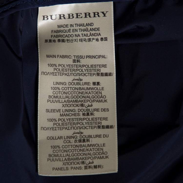 Pre Owned Burberry Brit Navy Blue Zip Front Hooded Jacket M