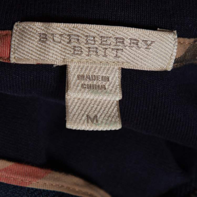 Pre Owned Burberry Brit Navy Blue Cotton Admiral Half Zip Pullover M