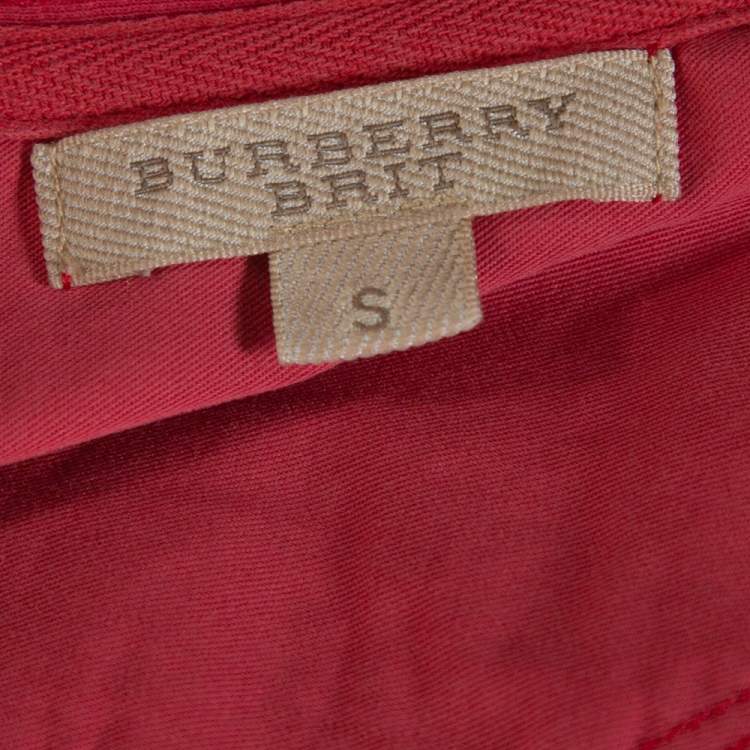Pre Owned Burberry Brit Pale Coral Red Cotton Knit Polo T Shirt S