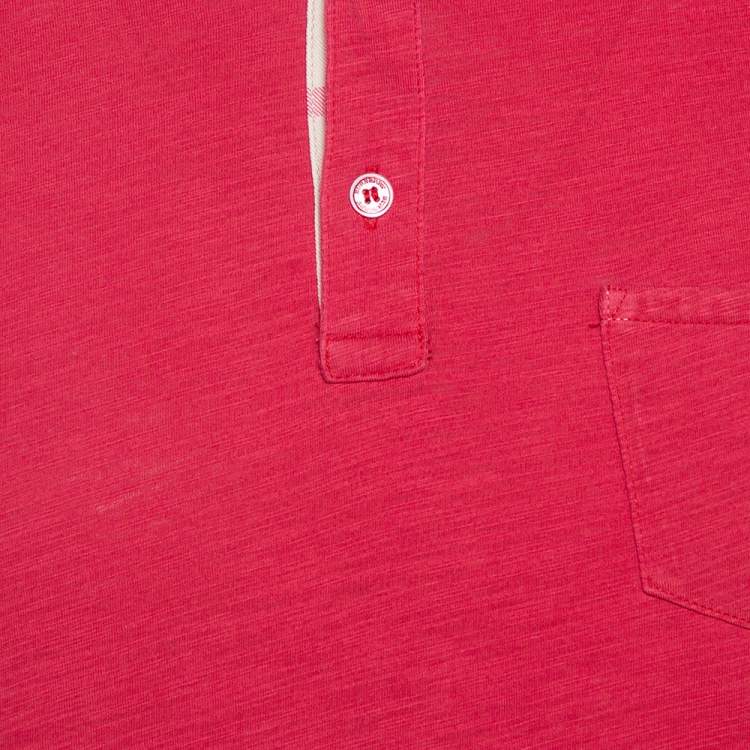 Pre Owned Burberry Brit Pale Coral Red Cotton Knit Polo T Shirt S