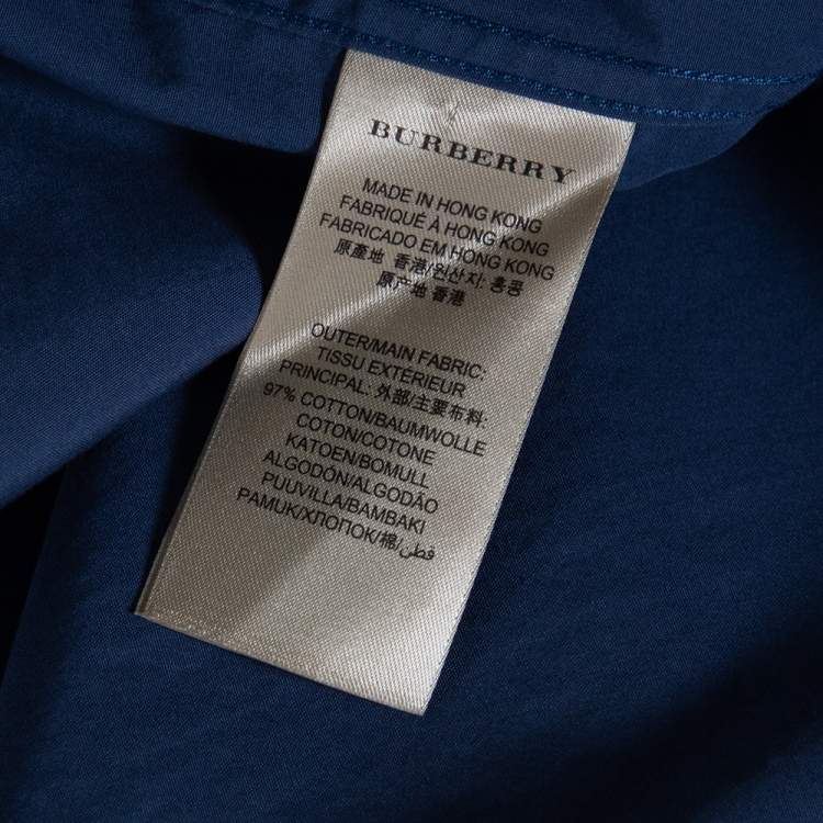 Pre Owned Burberry Brit Aegean Blue Stretch Cotton Button Front Shirt M