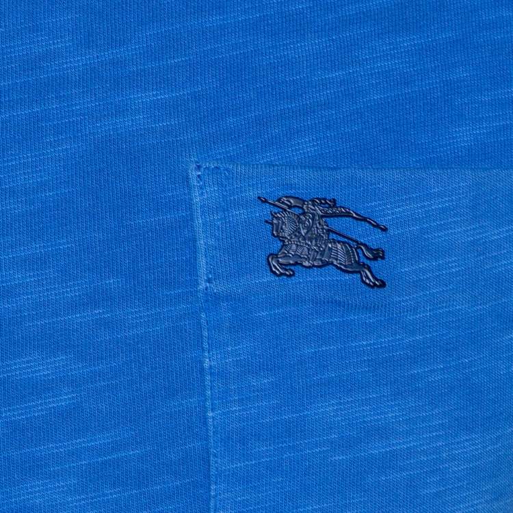 Pre Owned Burberry Brit Blue Cotton Knit Logo Hardware Detail T Shirt S